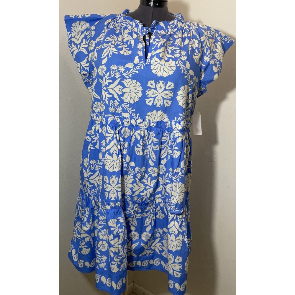 Eurosummer Coastal Blue Floral Dress XL 16-18 Resortwear Vacationwear - Picture 14 of 14